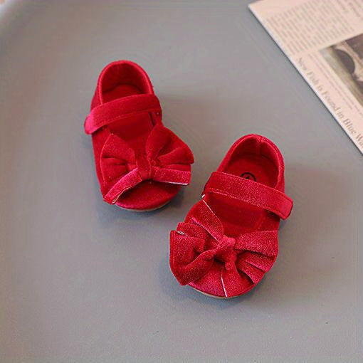 Baby Girls Mary Jane Flats With Bowknot First Walker Shoes Crib Shoes Princess Wedding Party Christmas Dress Shoes -