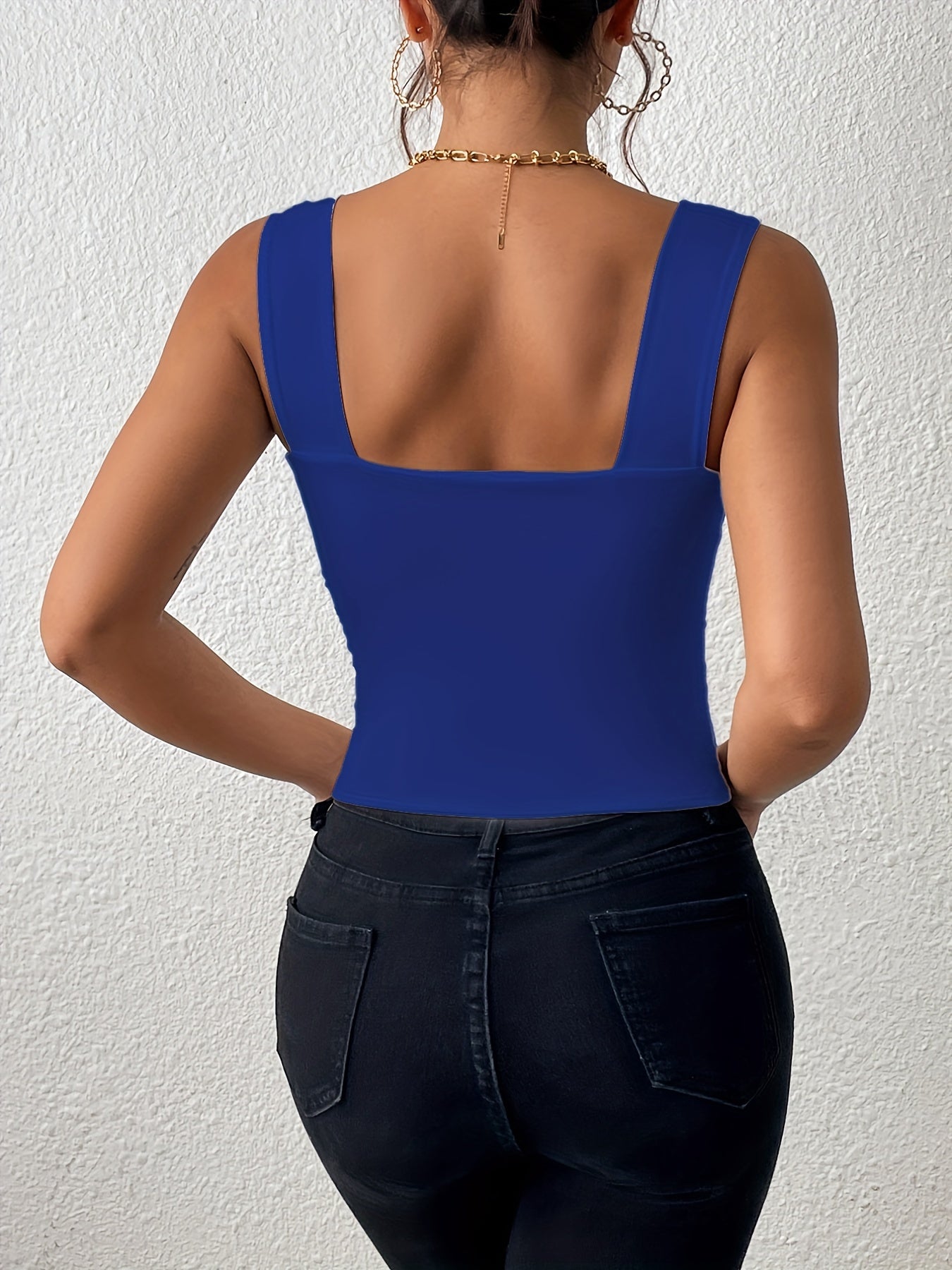 Stretchy Women's Crop Tank Top - Casual Everyday Essential - Soft, Breathable, Sleeveless, Solid Color, Comfortable, Relaxed Fit, Women's Clothing -