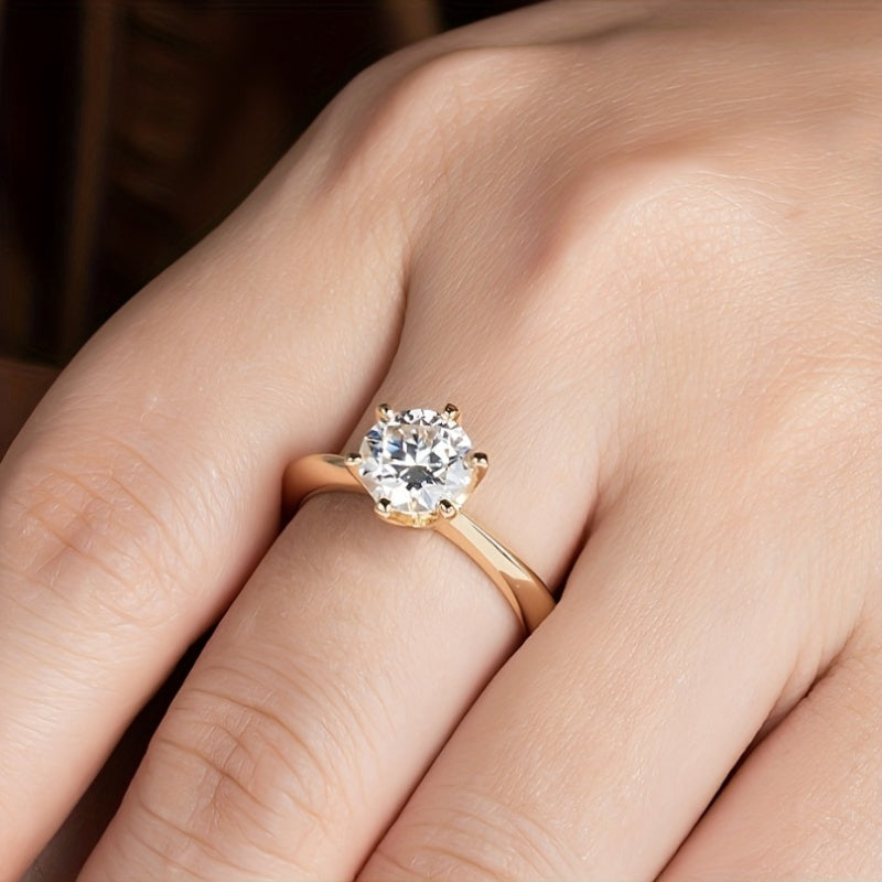 Sparkle bright with this women's one-carat silver moissanite ring! -