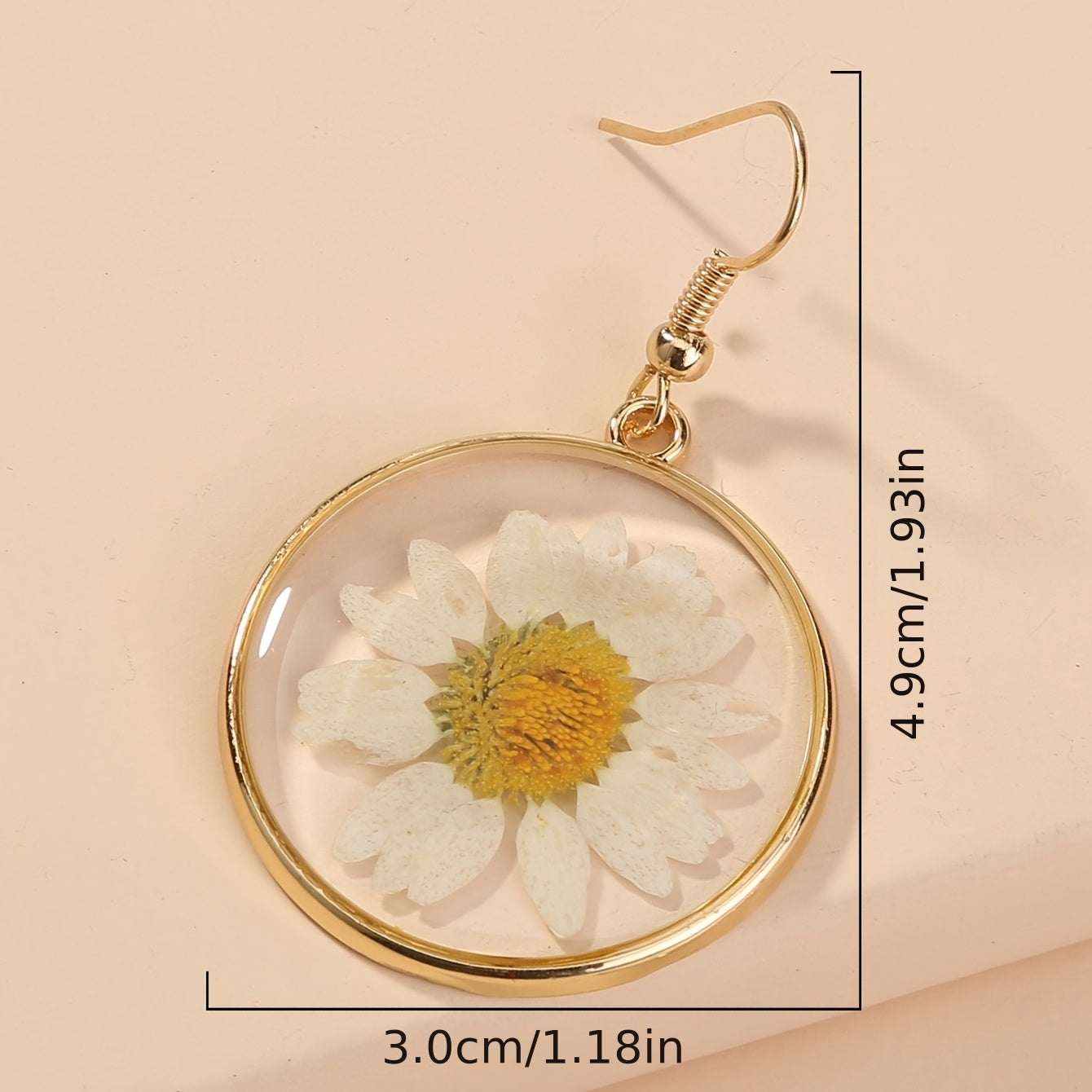 Nickle-Free Copper Dangle Earrings - Nooxian Elegant White Chrysanthemum - Boho Vacation Style with Golden-Tone Finish, Perfect for Everyday & Getaways -