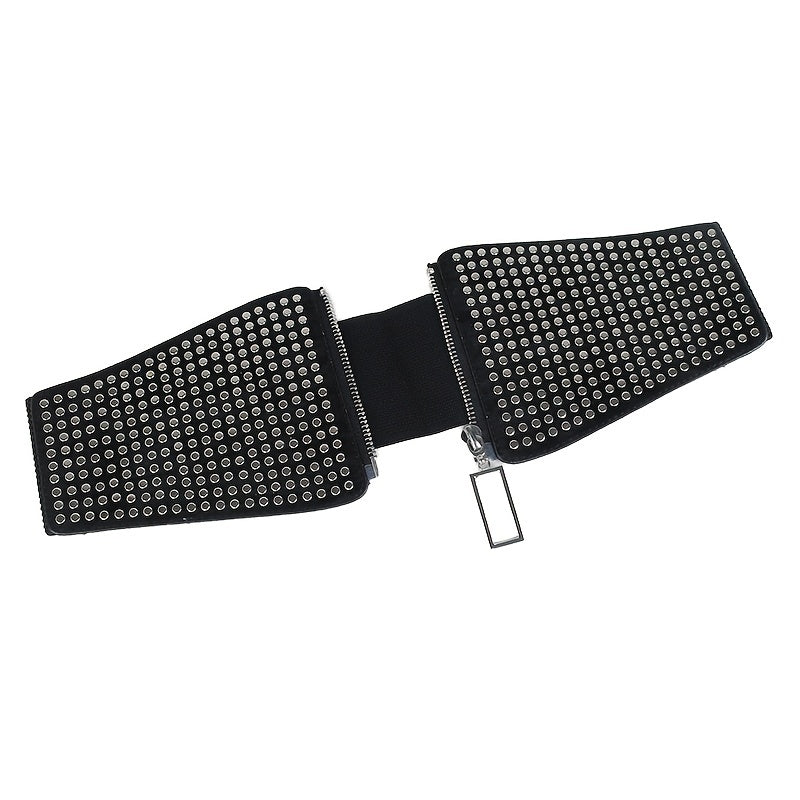 Wide Elastic Studded Belt Female Waist Gothic Plus Size Stretch Girdle Ladies Long Belts For Women Corset Waistband -