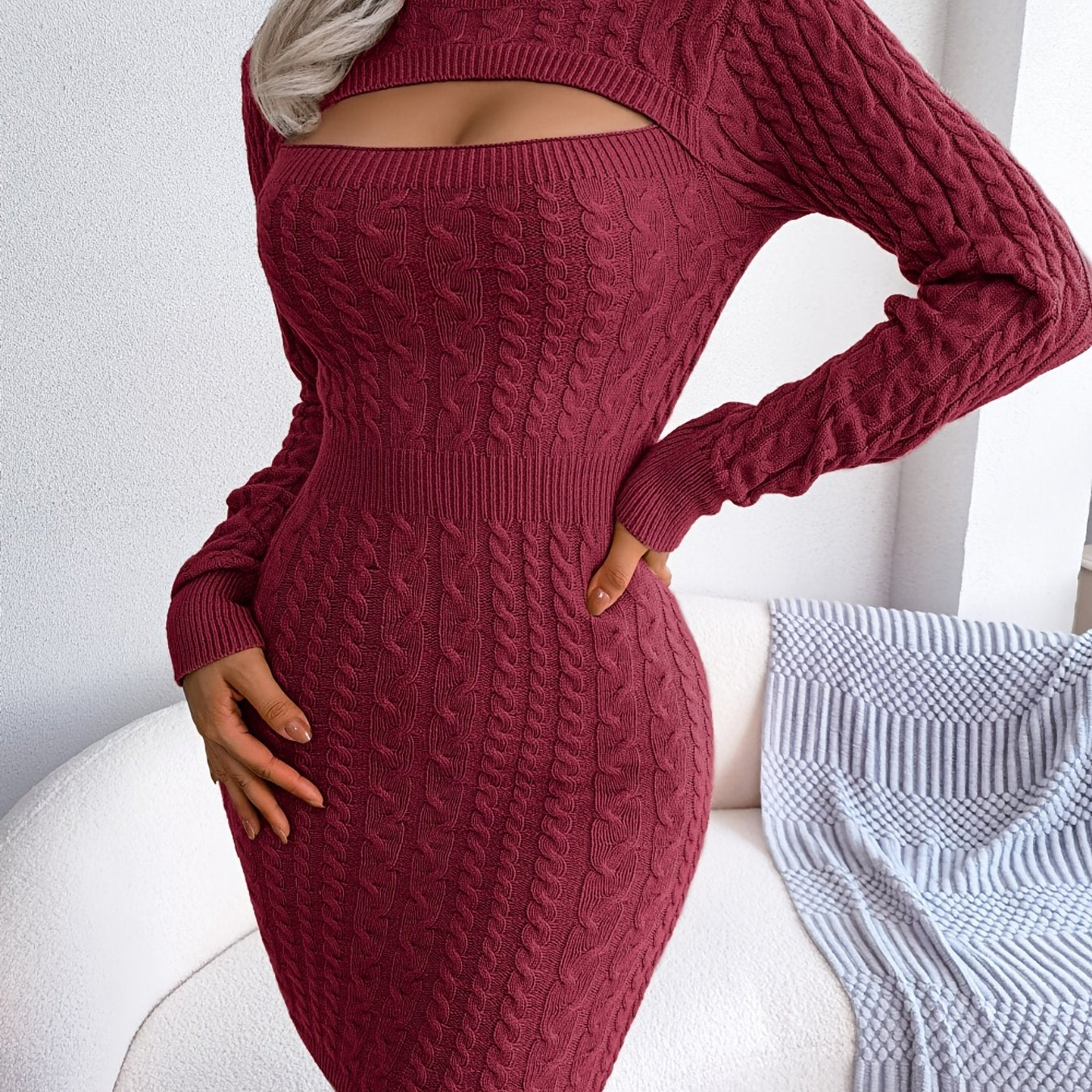 Turn heads in this elegant ribbed knit dress! -