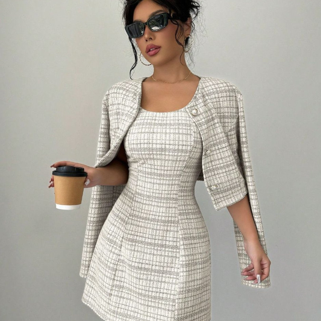 Elevate your style with this fashionable and elegant two-piece dress set for women—perfect for making a chic, polished statement! -