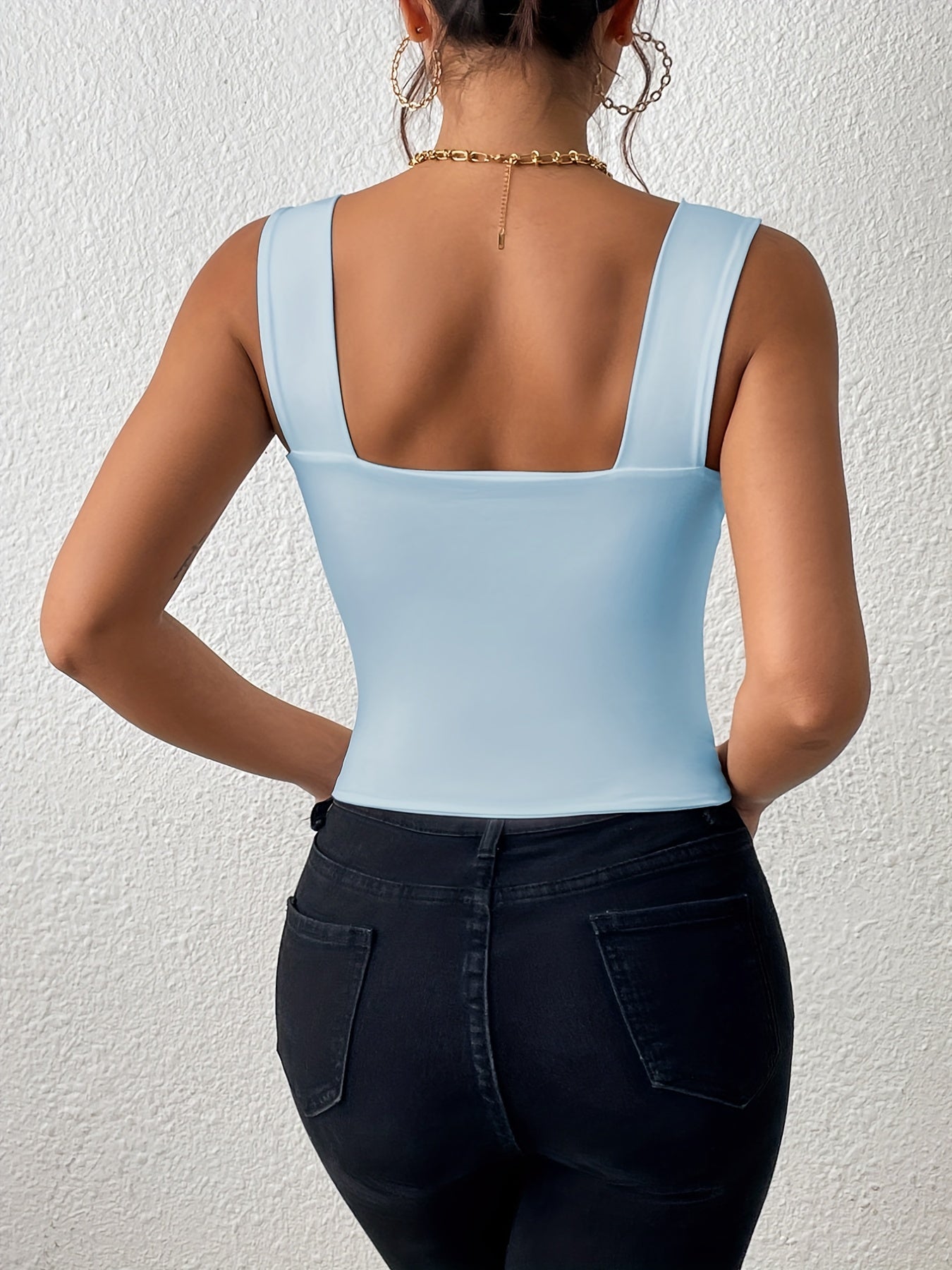 Stretchy Women's Crop Tank Top - Casual Everyday Essential - Soft, Breathable, Sleeveless, Solid Color, Comfortable, Relaxed Fit, Women's Clothing -