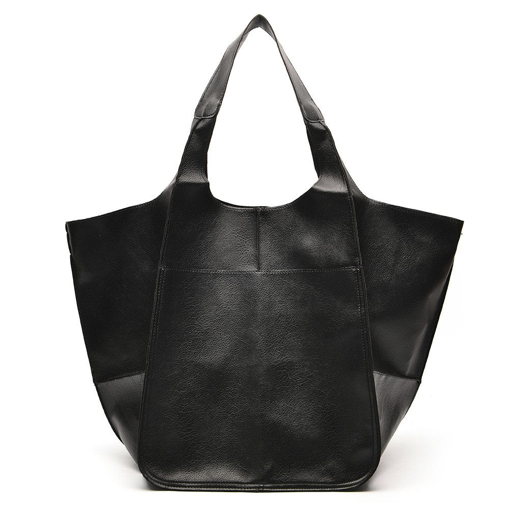 Large Capacity Retro PU Tote Bag For Women - Spacious & Stylish Handbag With Handy Front Pocket For Work, Travel & Everyday Chic -