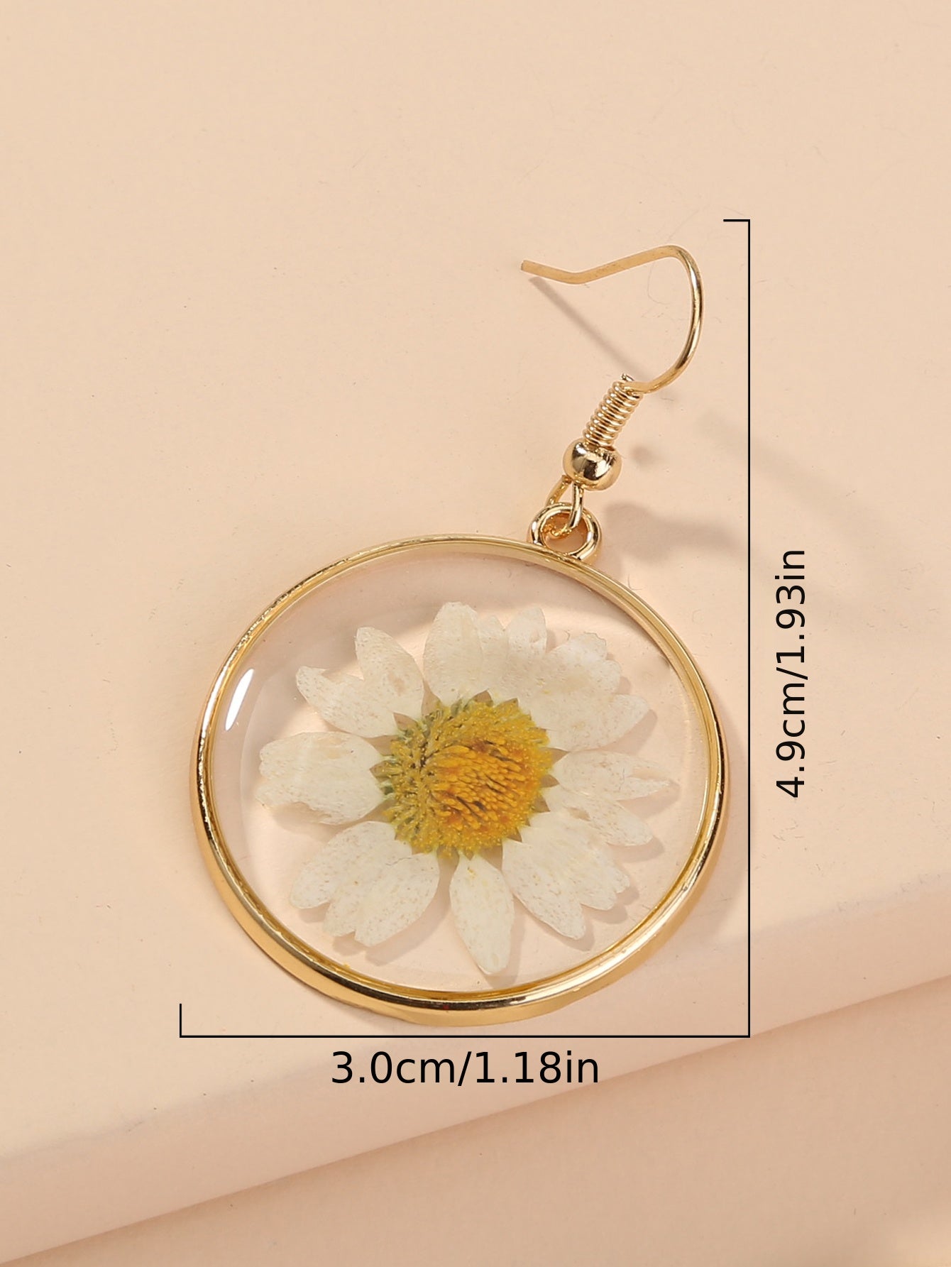 Nickle-Free Copper Dangle Earrings - Nooxian Elegant White Chrysanthemum - Boho Vacation Style with Golden-Tone Finish, Perfect for Everyday & Getaways -