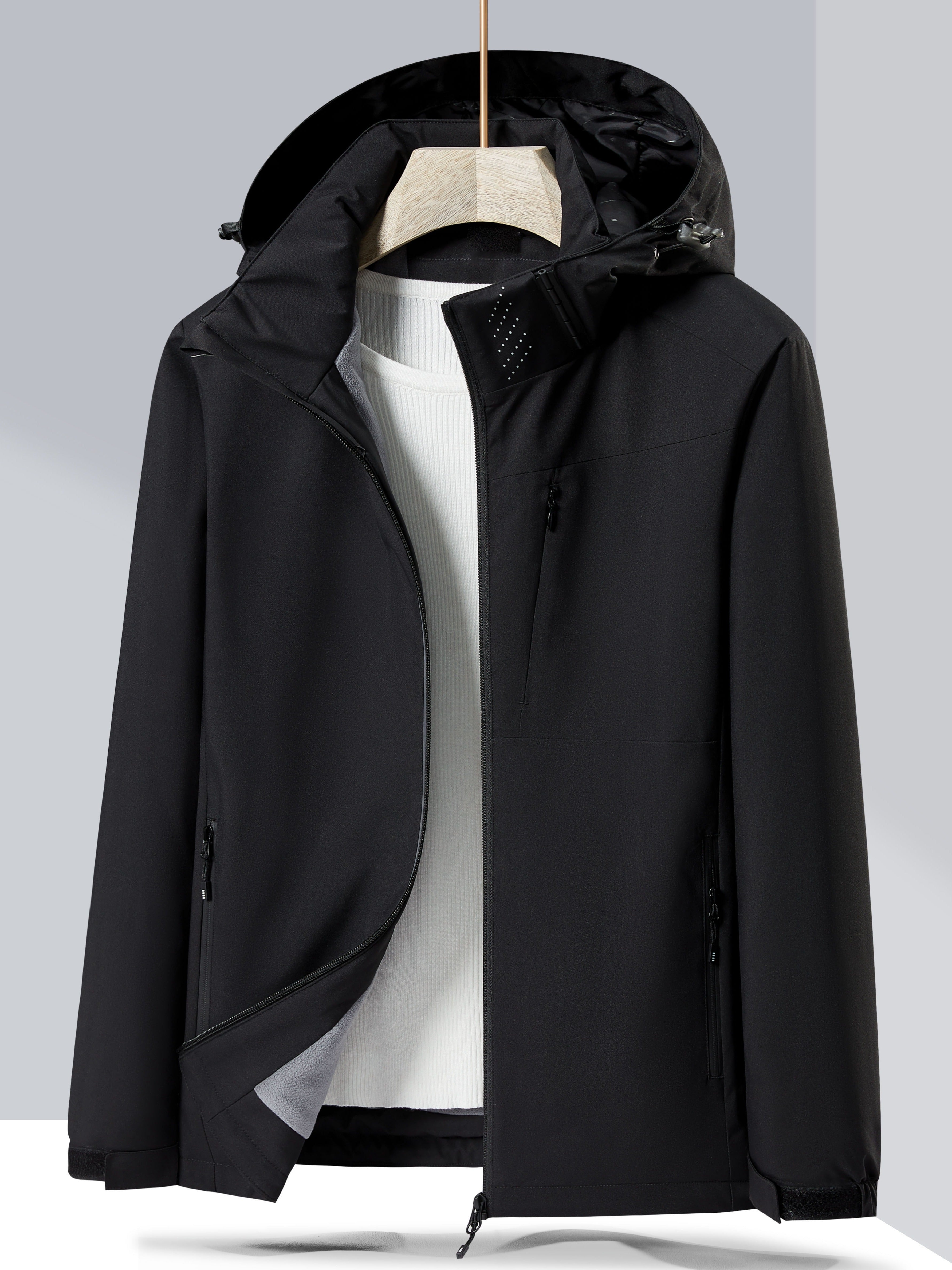 Women's Autumn and Winter Outdoor Sports Casual Warm Fleece Lined Windproof Stand Collar Jacket -