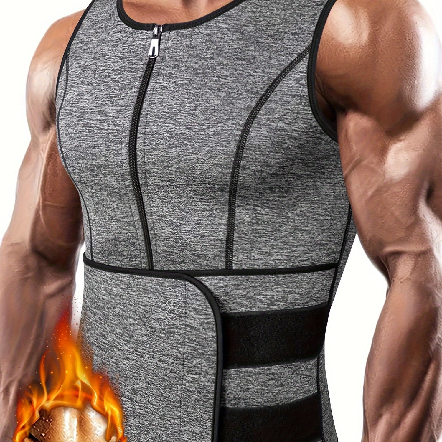 Optimize your workout with this men's adjustable compression tank top and waist trainer set! -