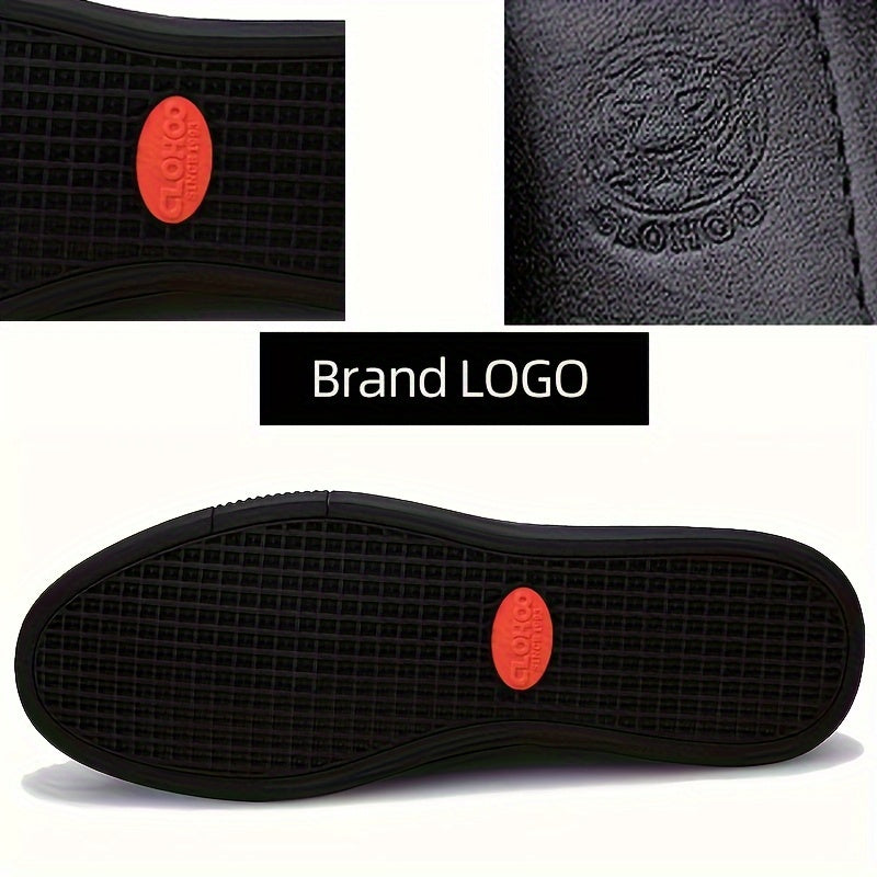 Step into comfort and safety with these men's genuine leather slip-on, slip-resistant shoes! -