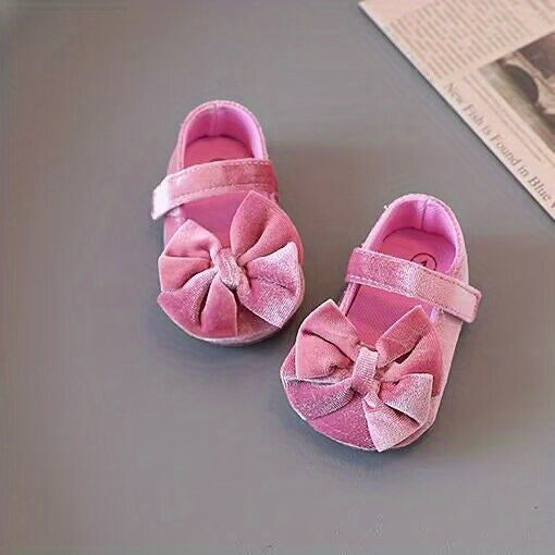 Baby Girls Mary Jane Flats With Bowknot First Walker Shoes Crib Shoes Princess Wedding Party Christmas Dress Shoes -