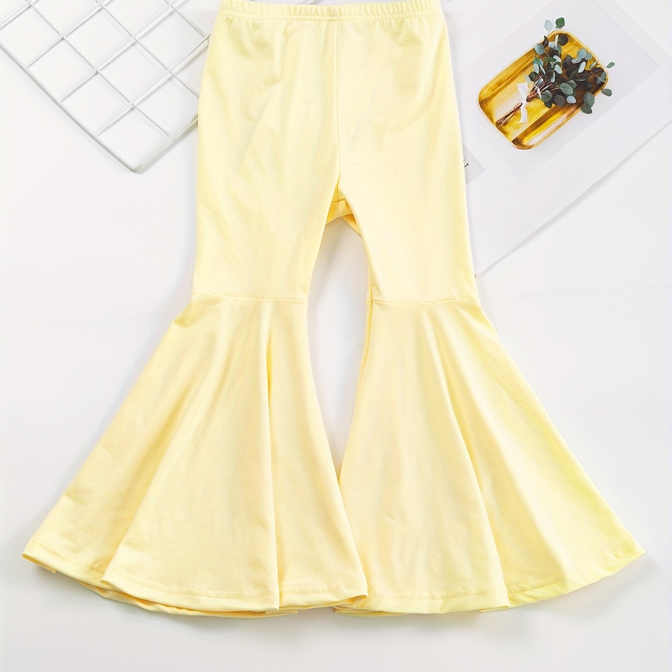 Girls' High-Waisted Flared Pants - Stretchy Bell-Bottoms, Non-Belted Waist, for Dance, Everyday & Formal Events - Spring/Fall Pants for Girls - Easy-Care Outfit, Dance Attire, Non belted Design, Comfortable Fit, Perfect for O -