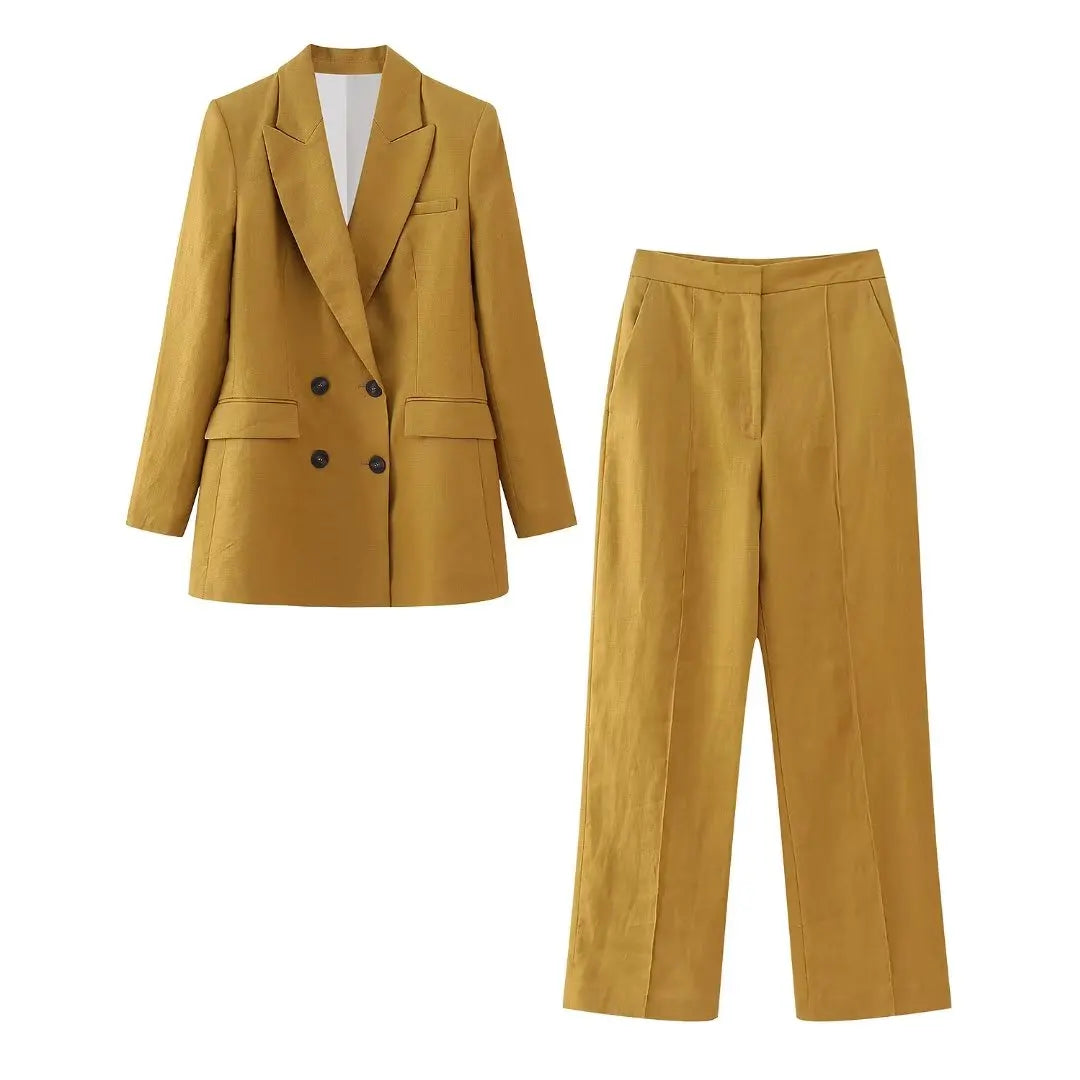 Linen Double Breasted Blazer -