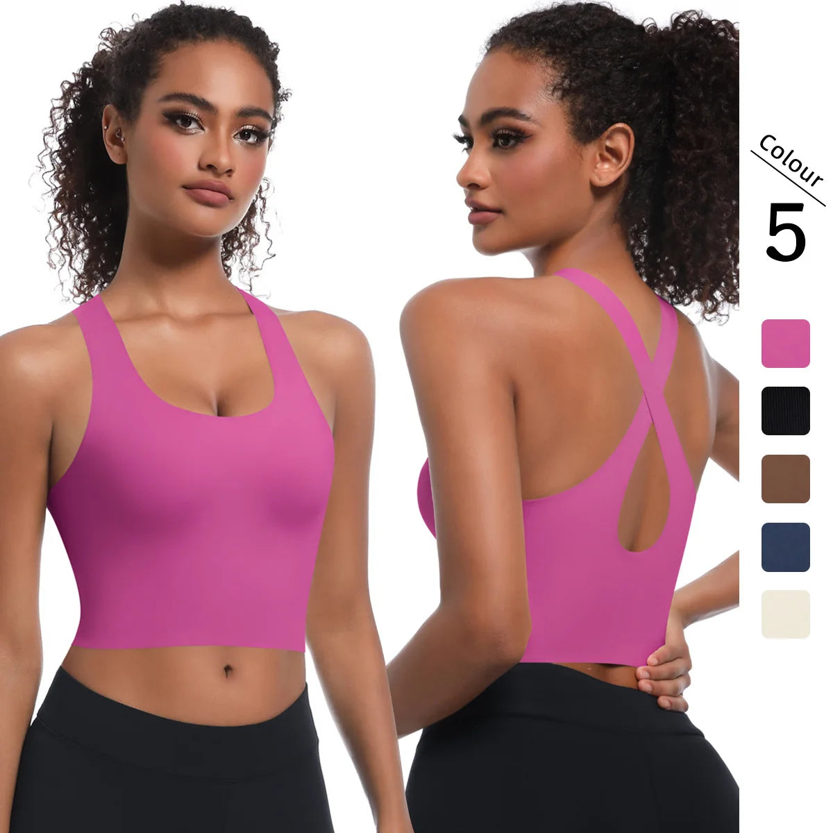 Cross Back Fitness Top High Impact Women's Yoga Sports Bra Breathable Padded Running Bra Gym Pilates Women Bra -