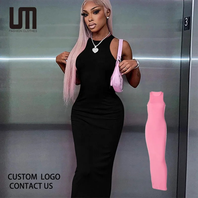 Sleeveless O Neck Bodycon Maxi Dress -