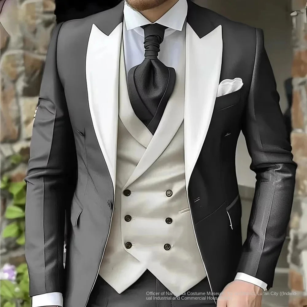 Slim Fit Suit for Men - Elegant 3 Piece Wedding Tuxedo Set -