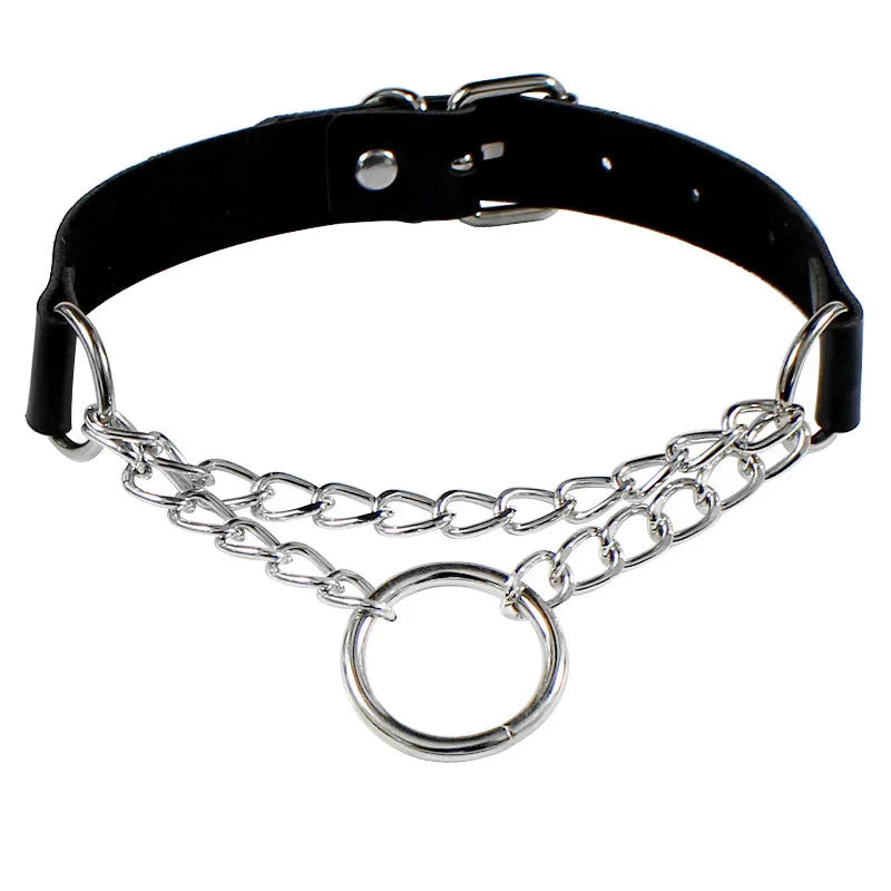 Round Layered Necklace Black Chain for Women and Men -