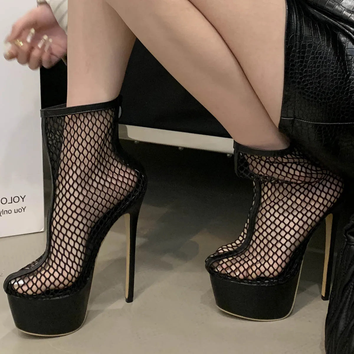 Stiletto Hollow Mesh High Heels -
