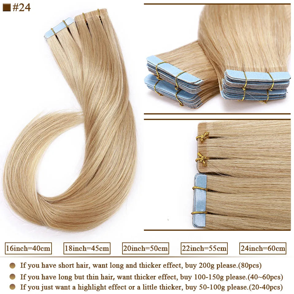 S-noilite Tape In Human Hair Extensions 2.5g/pc Straight Glue In Real Hair Extensions Human Hair Seamless Invisible Double Sides -