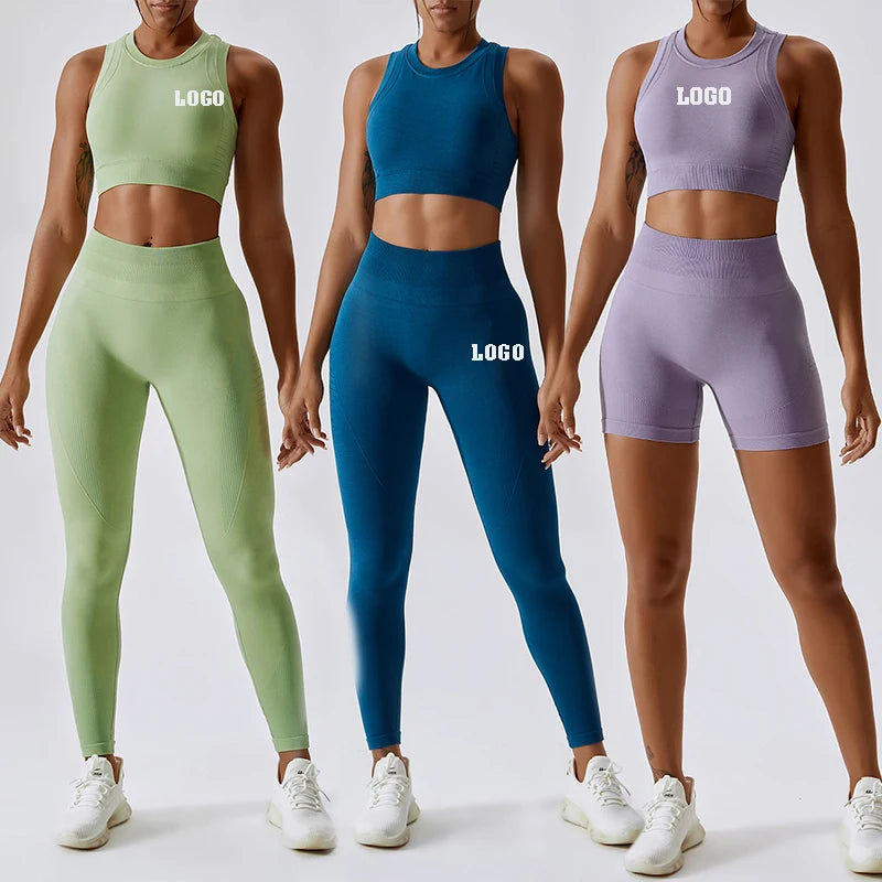 Wholesale Tik Tok Athletic Clothing Ladies Gym Fitness Sport Workout Clothes Activewear Seamless Women Jogger Wear Yoga Suit Set -