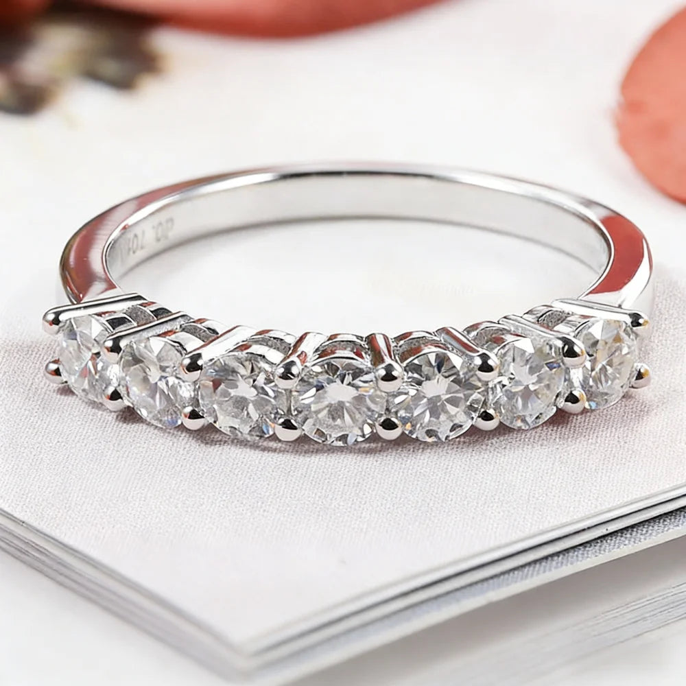 7-Stone 3mm D Color Moissanite Eternity Band -
