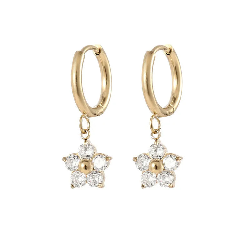 Delicate Diamond Flower Earrings -