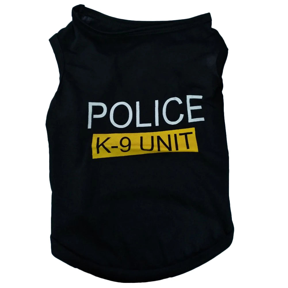Dress your pup in style with this adorable pet vest police-themed puppy t-shirt—a cute and fashionable addition to your pet's wardrobe! -