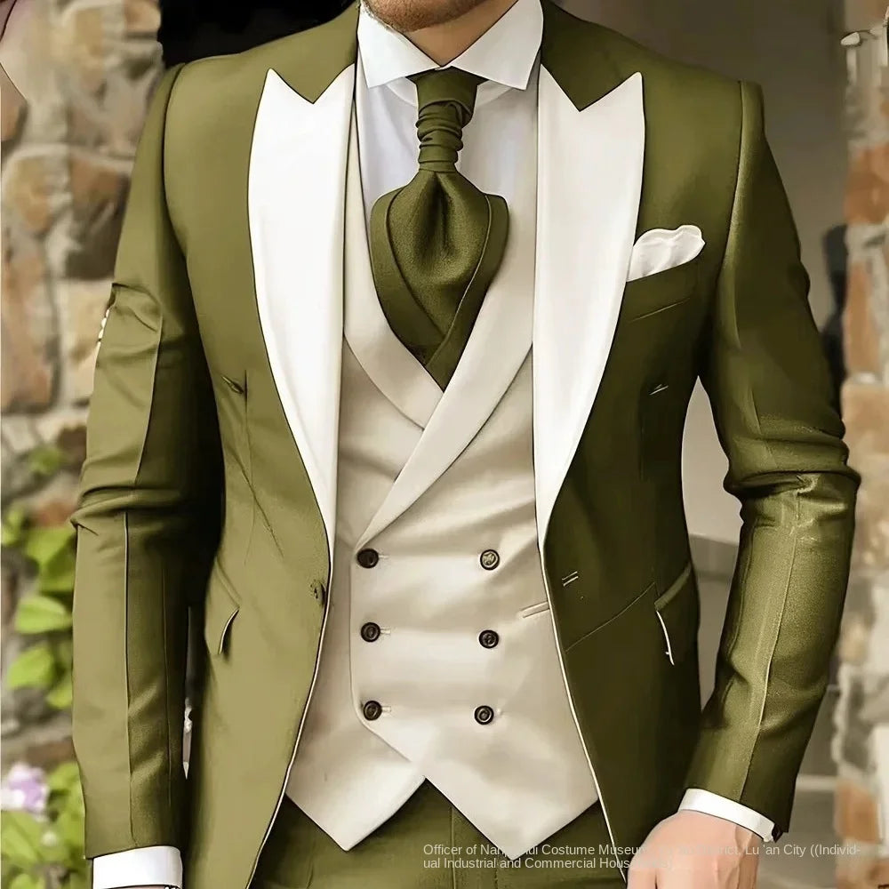 Slim Fit Suit for Men - Elegant 3 Piece Wedding Tuxedo Set -