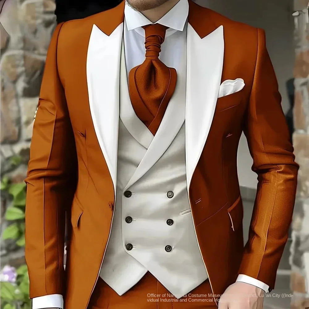 Slim Fit Suit for Men - Elegant 3 Piece Wedding Tuxedo Set -