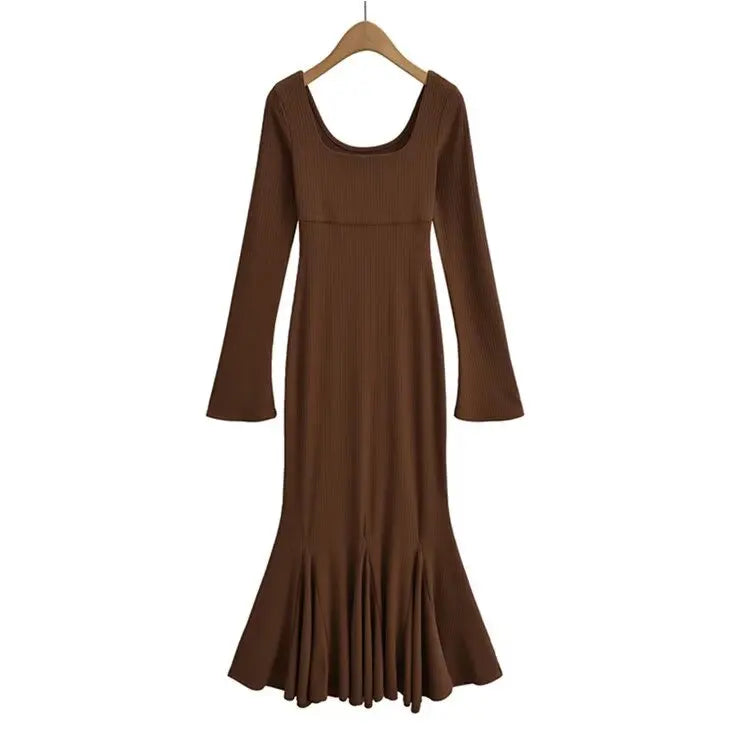Horn Sleeve Fishtail Dress -