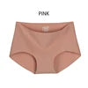 Wholesale Woman Ice Silk Panty Solid Mid-waist Seamless Laser Cut Not-trace Panty Underwear One-piece Traceless Panties -