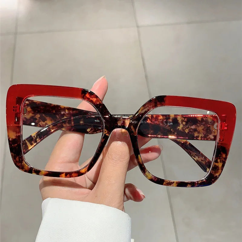 New Personalized Color Blocking square Frame Glasses -
