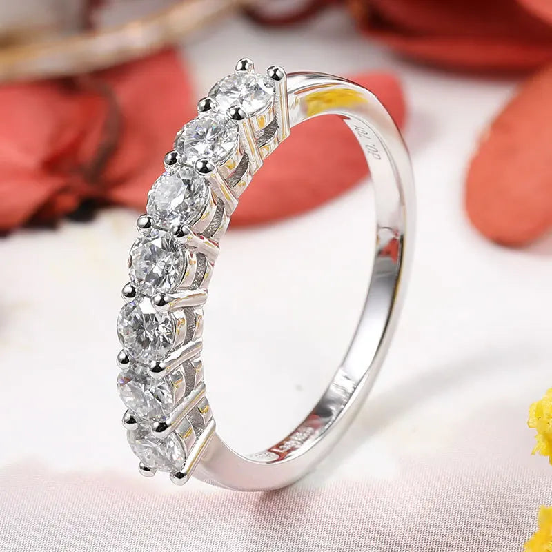 7-Stone 3mm D Color Moissanite Eternity Band -