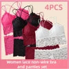 4pcs Lace Valentines Lingerie Set -