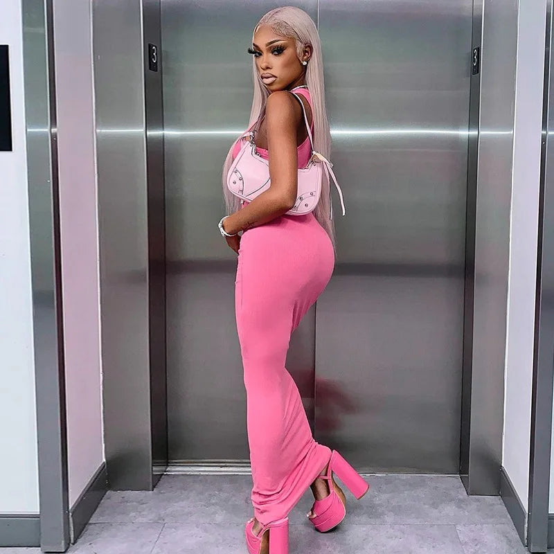 Sleeveless O Neck Bodycon Maxi Dress -