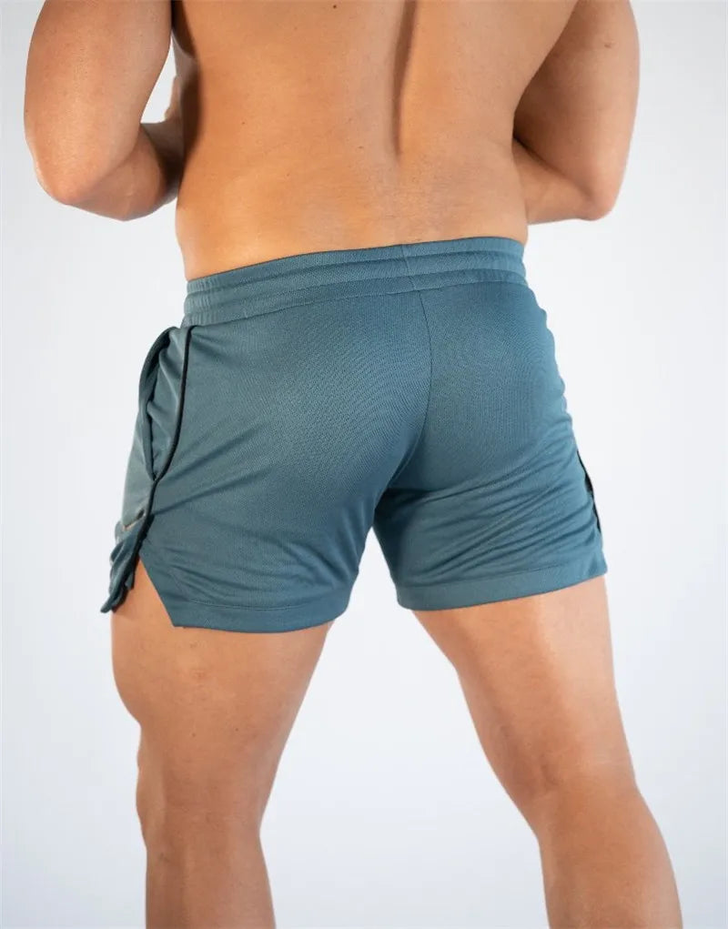 GITF Mens Gym Training Shorts Men Sports Casual Clothing Fitness Workout Running Grid quick-drying compression Shorts Athletics -
