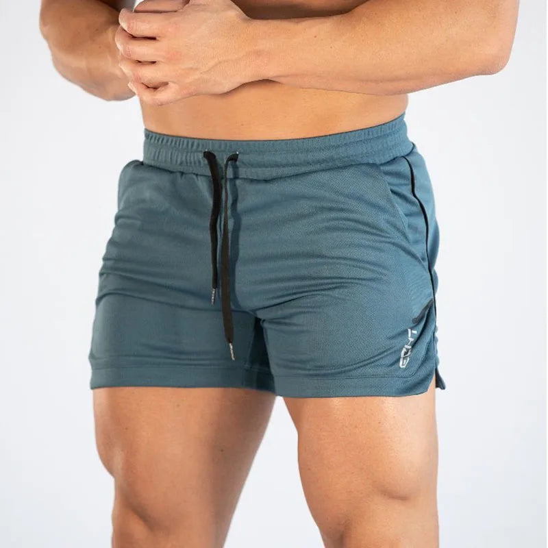 GITF Mens Gym Training Shorts Men Sports Casual Clothing Fitness Workout Running Grid quick-drying compression Shorts Athletics -