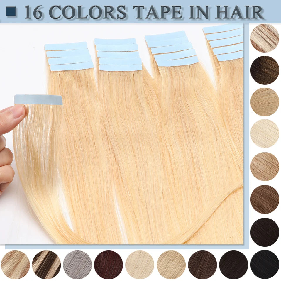 S-noilite Tape In Human Hair Extensions 2.5g/pc Straight Glue In Real Hair Extensions Human Hair Seamless Invisible Double Sides -