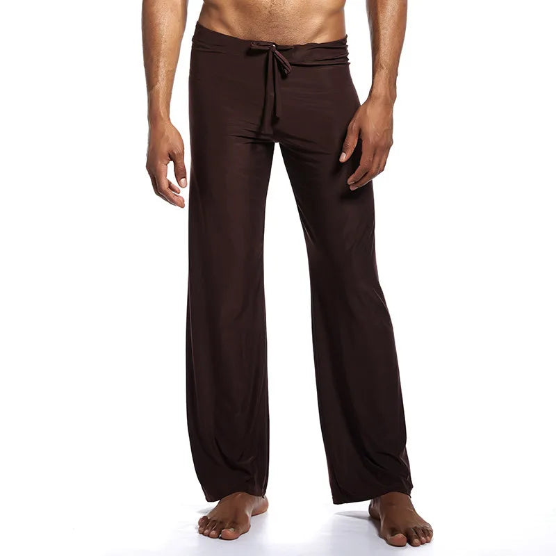 Mens Yoga Pants Elastic Waistband Fitness Training Joggers Loose Lightweight Slacks Beach Fashion Casual Sport Pants -