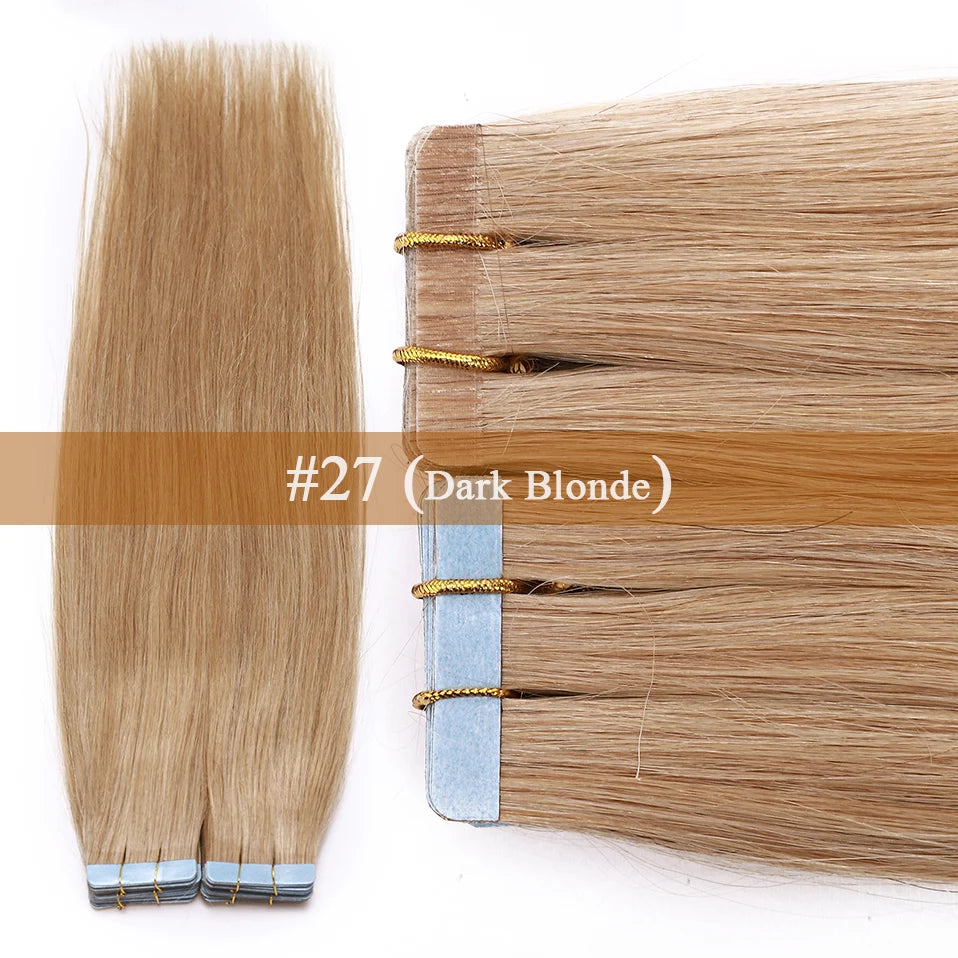 S-noilite Tape In Human Hair Extensions 2.5g/pc Straight Glue In Real Hair Extensions Human Hair Seamless Invisible Double Sides -