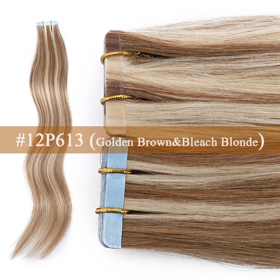 S-noilite Tape In Human Hair Extensions 2.5g/pc Straight Glue In Real Hair Extensions Human Hair Seamless Invisible Double Sides -