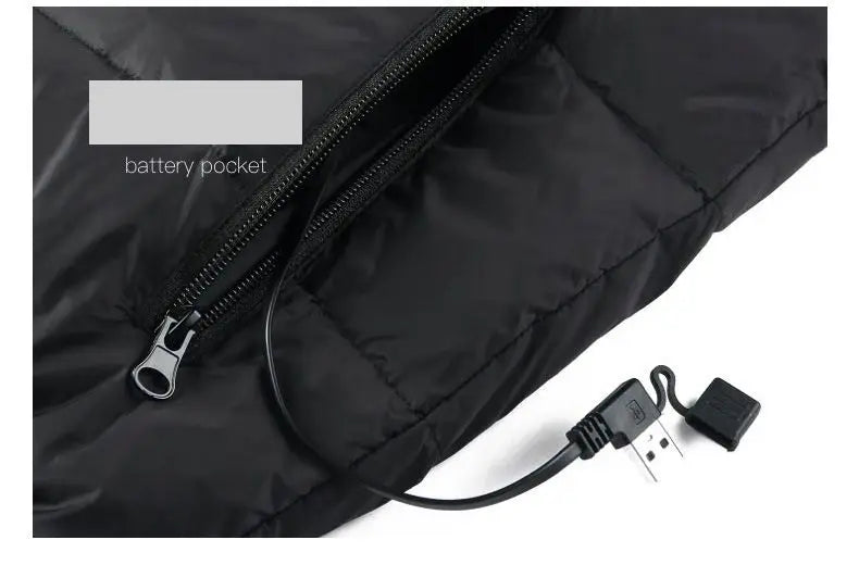 Stay warm and comfortable in cold weather with this electric heated jacket. With 9 heated vest zones and a unisex design, this heated sportswear is perfect for both men and women to stay cozy during outdoor activities in chilly conditions. -