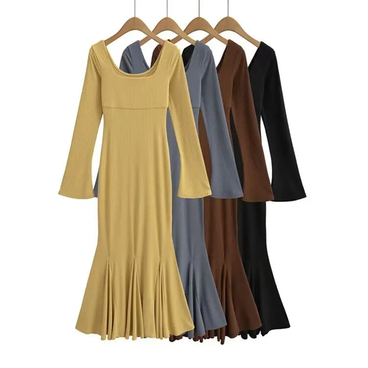 Horn Sleeve Fishtail Dress -