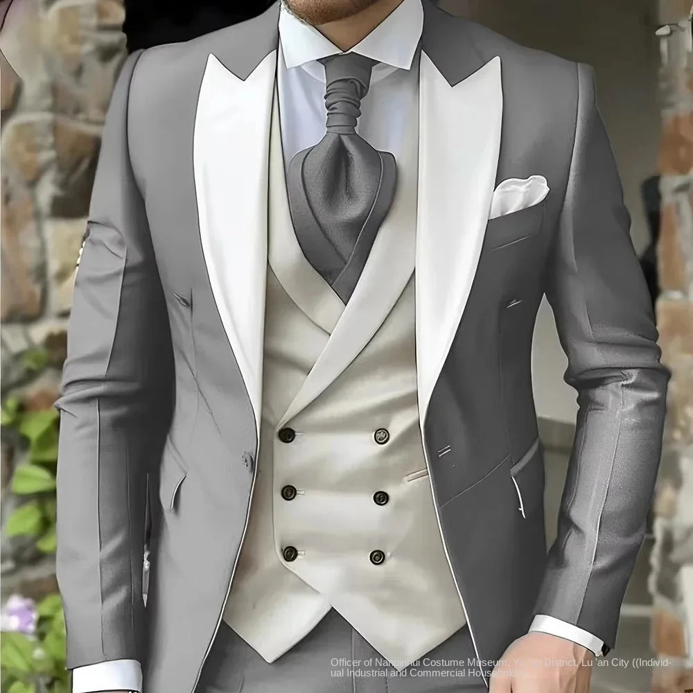 Slim Fit Suit for Men - Elegant 3 Piece Wedding Tuxedo Set -