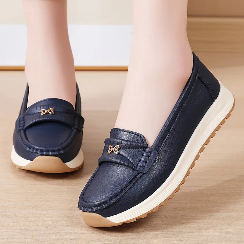 Casual Loafers for Women - Genuine Leather Slip-On Comfort Shoes -