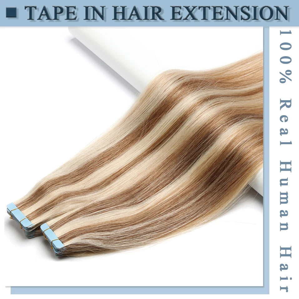 S-noilite Tape In Human Hair Extensions 2.5g/pc Straight Glue In Real Hair Extensions Human Hair Seamless Invisible Double Sides -