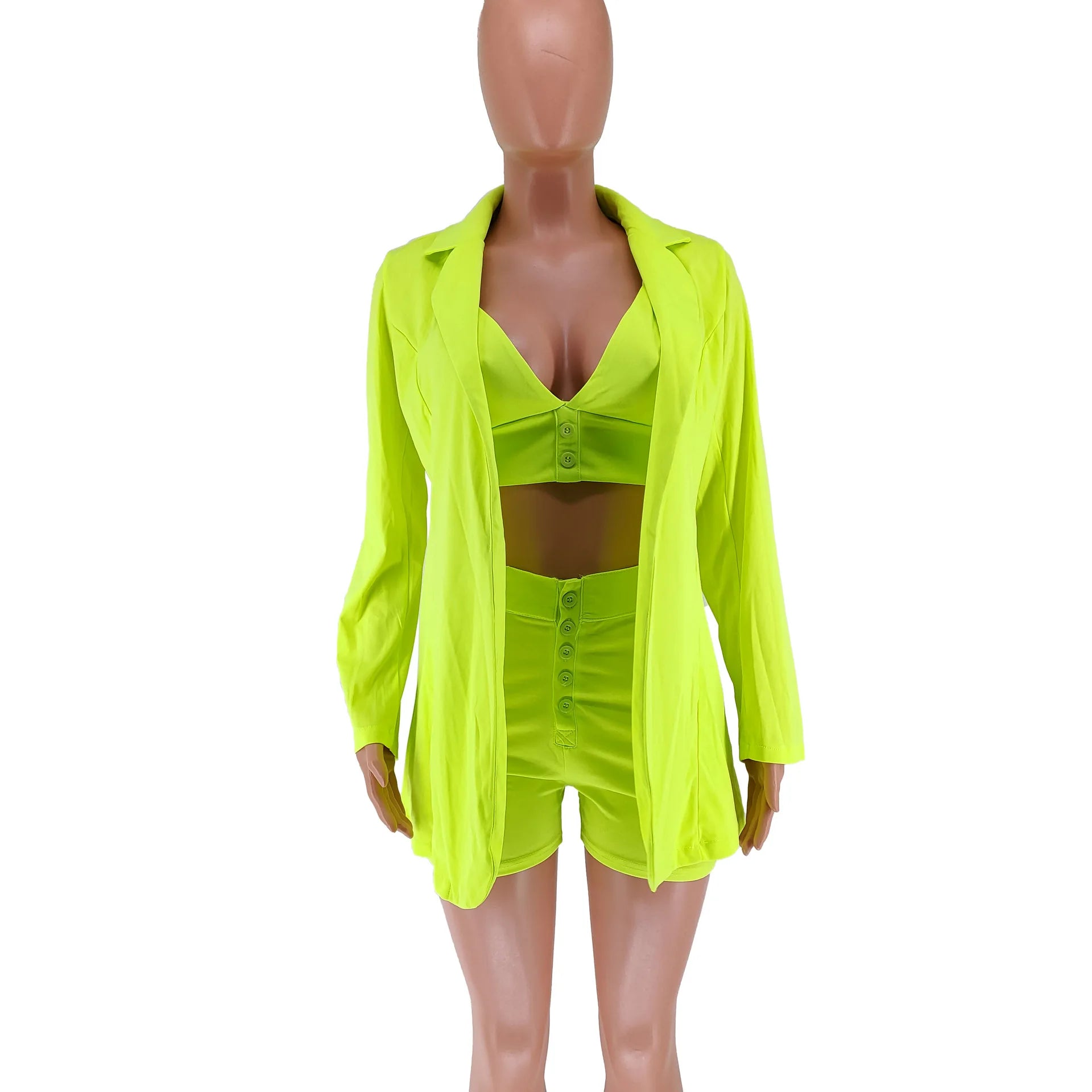 Neck Blazer and Shorts Set -