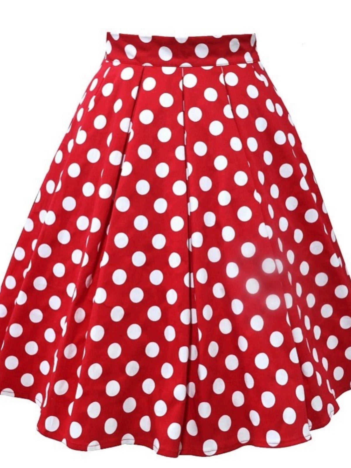 Hepburn Retro Hong Kong Style High Waist Dotted Prints Ruched Easiest for Match Fashion Slim Looking A- line Large Hem Skirt Umbrella Skirt for Women -