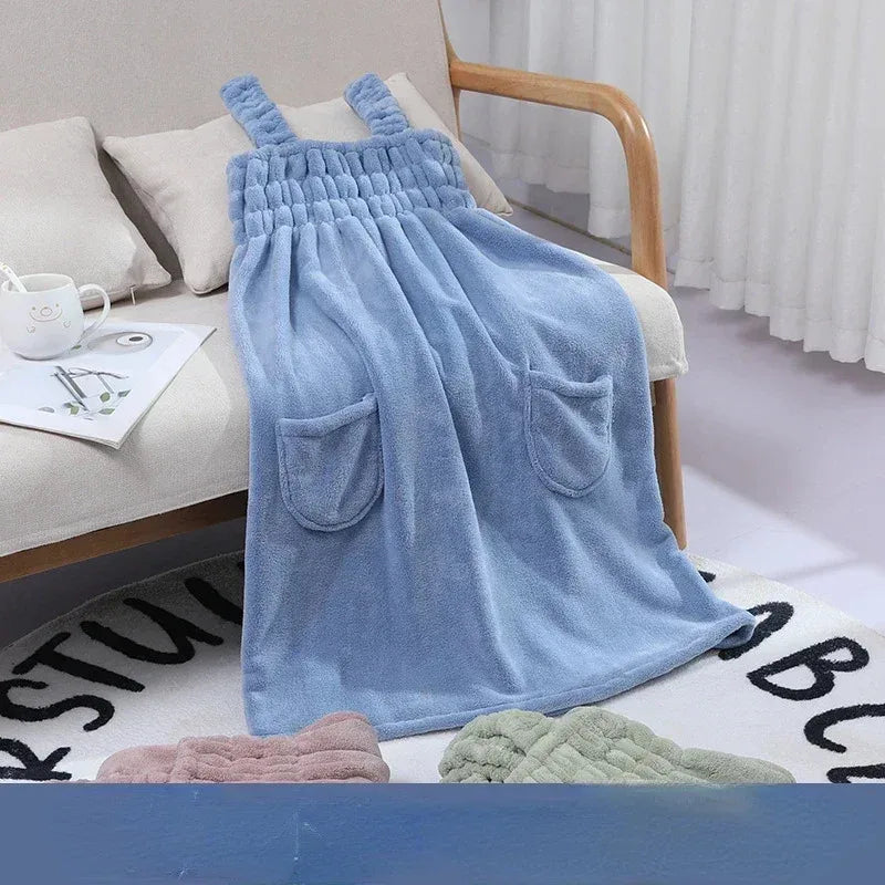 Women Wearable Bath Towel Wearable Towels Coral Fleece Women's Bath Skirt Absorbent Bath Skirt Shower Sauna Wear Towel -