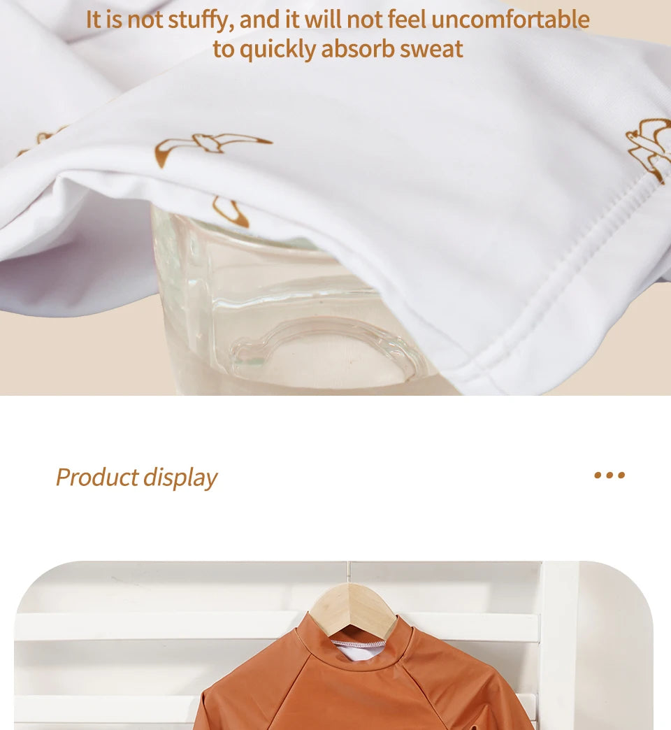 Make a splash in style with this fashionable and cute long-sleeve swimsuit for baby boys and girls—perfect for pool days and swim fun! -