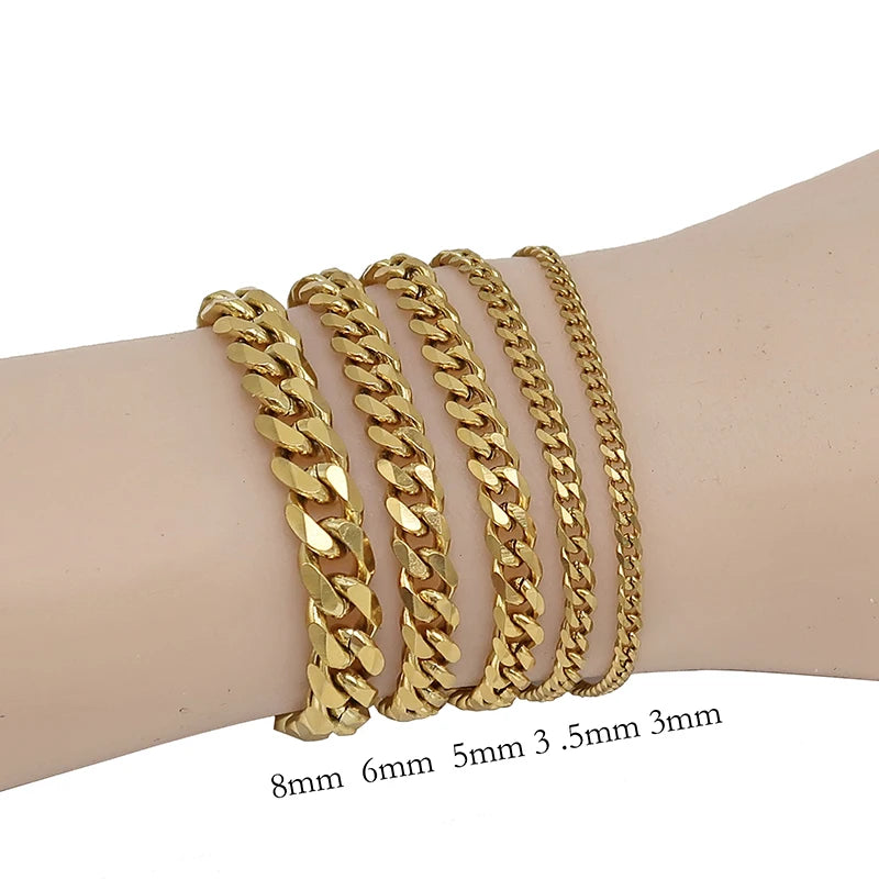 10 Pcs Cuban Bracelet Stainless Steel -
